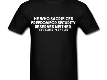 Benjamin Franklin Freedom For Secuirty Quote T-shirt Online Sale