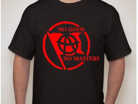 No Gods No Masters Anarchy Flag T-shirt Hot on Sale